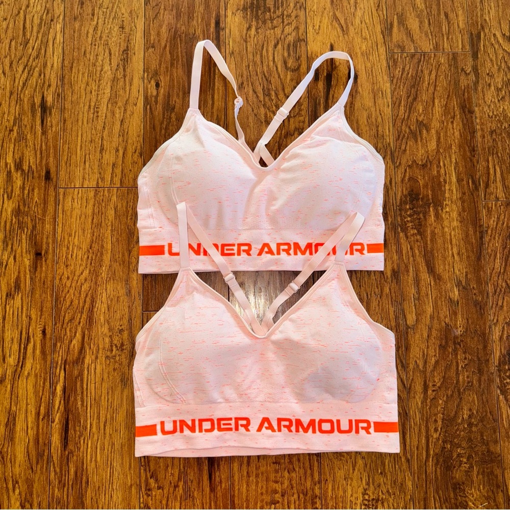 Under Armour Women's Seamless Low Long Heather Sports Bra -Size XL- Pair